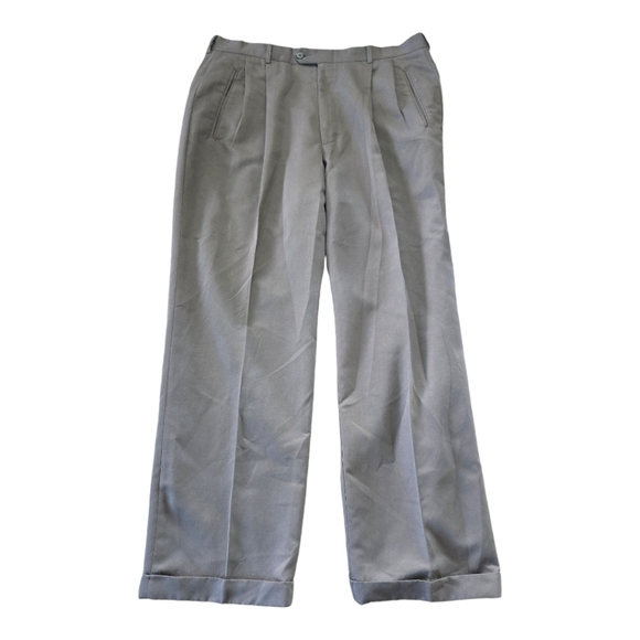 Haggar Other - Haggar Black Label Pants Dress Mens Sz 36×30 Gray Pleated Straight Leg